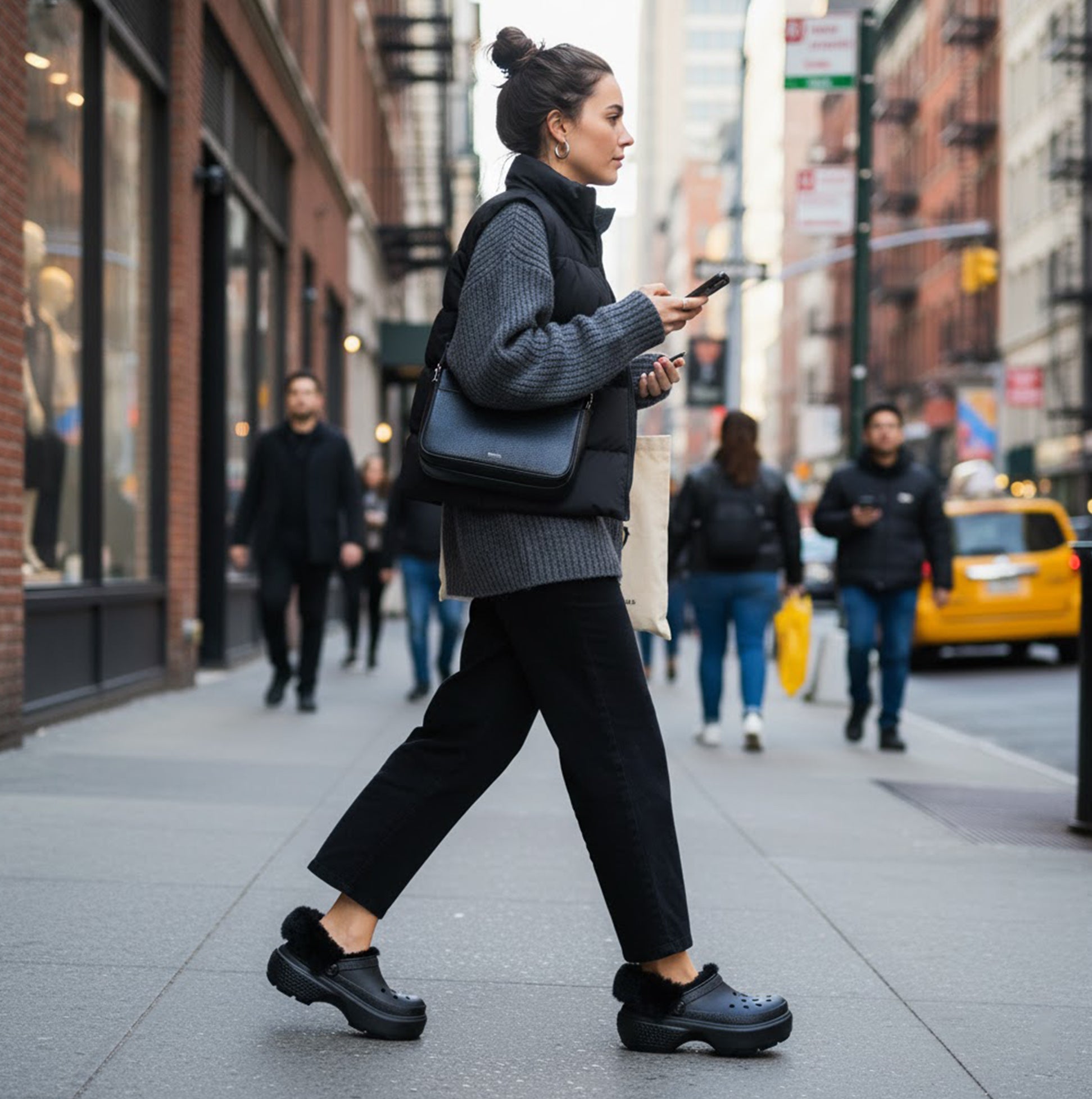 Crocs 208546-001 STOMP LINED Womens Clogs Black