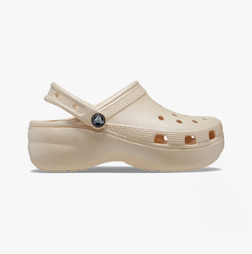 Crocs 208590-108 CLASSIC PLATFORM SHIMMER Womens Clogs Vanilla
