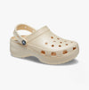 Crocs 208590-108 CLASSIC PLATFORM SHIMMER Womens Clogs Vanilla