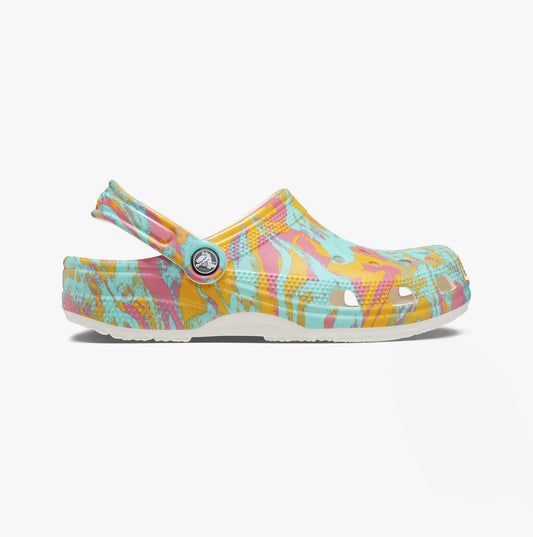 Crocs 208940-6WA CLASSIC ISLAND ESCAPE Womens Clogs Hyper Pink/Multi