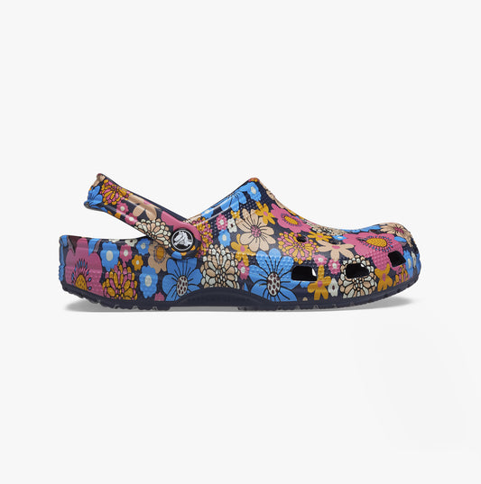 Crocs 208954-4HQ CLASSIC RETRO FLORAL Womens Clogs Navy/Multi