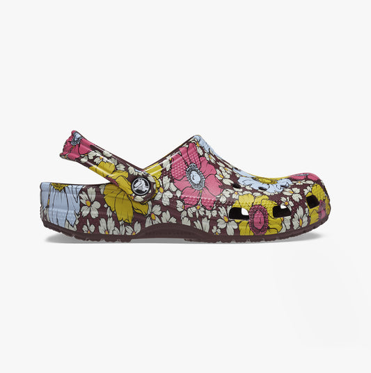 Crocs 208954-6WF CLASSIC RETRO FLORAL Womens Clogs Dark Cherry/Multi