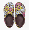 Crocs 208954-6WF CLASSIC RETRO FLORAL Womens Clogs Dark Cherry/Multi