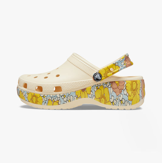 Crocs 208962-1FR CLASSIC PLATFORM RETRO Womens Clogs Vanilla/Multi