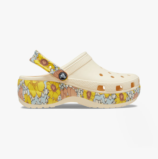 Crocs 208962-1FR CLASSIC PLATFORM RETRO Womens Clogs Vanilla/Multi