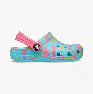 Crocs 209039-6WA CLASSIC ISLAND ESCAPE Girls Clogs Hyper Pink/Multi