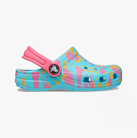 Crocs 209039-6WA CLASSIC ISLAND ESCAPE Girls Clogs Hyper Pink/Multi
