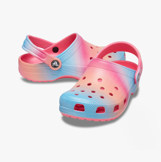 Crocs 209041-6WA CLASSIC COLOR DIP Girls Clogs Hyper Pink/Multi