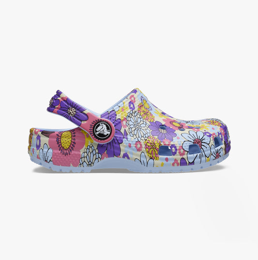 Crocs 209059-4NT CLASSIC RETRO FLORAL Kids Clogs Blue Calcite/Multi