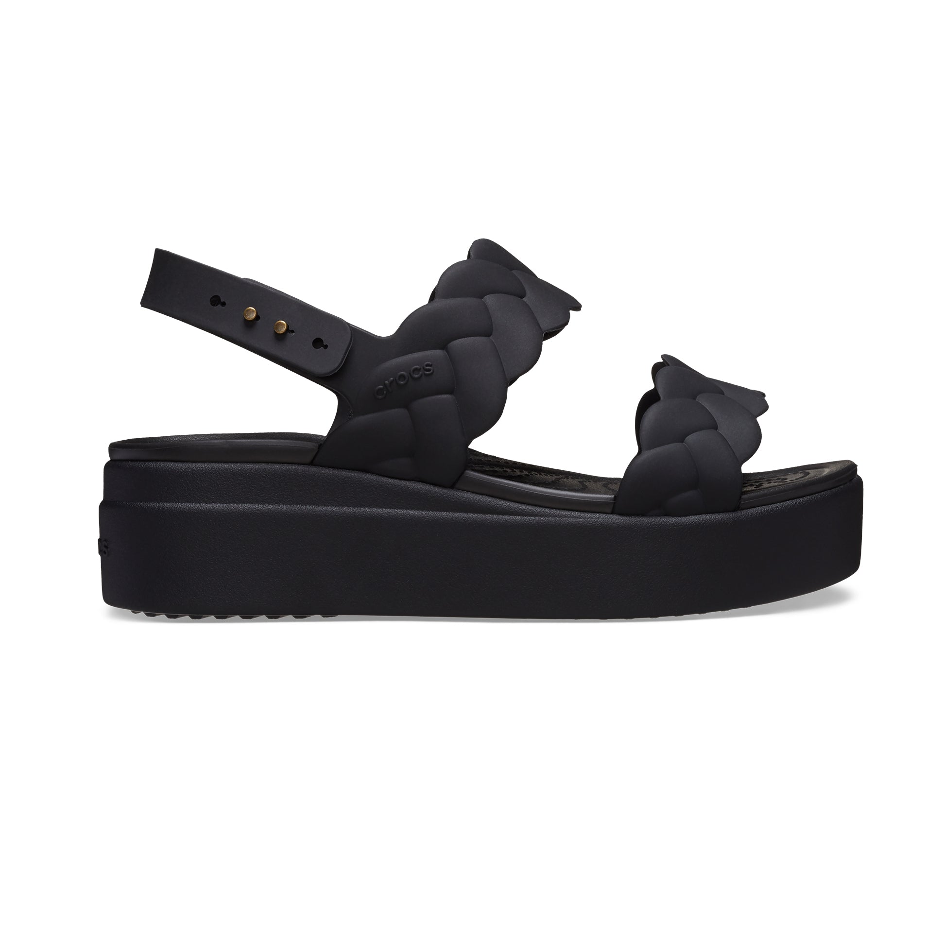 Crocs 209977-060 BROOKLYN WOVEN UPPER LOW Womens Sandals Black