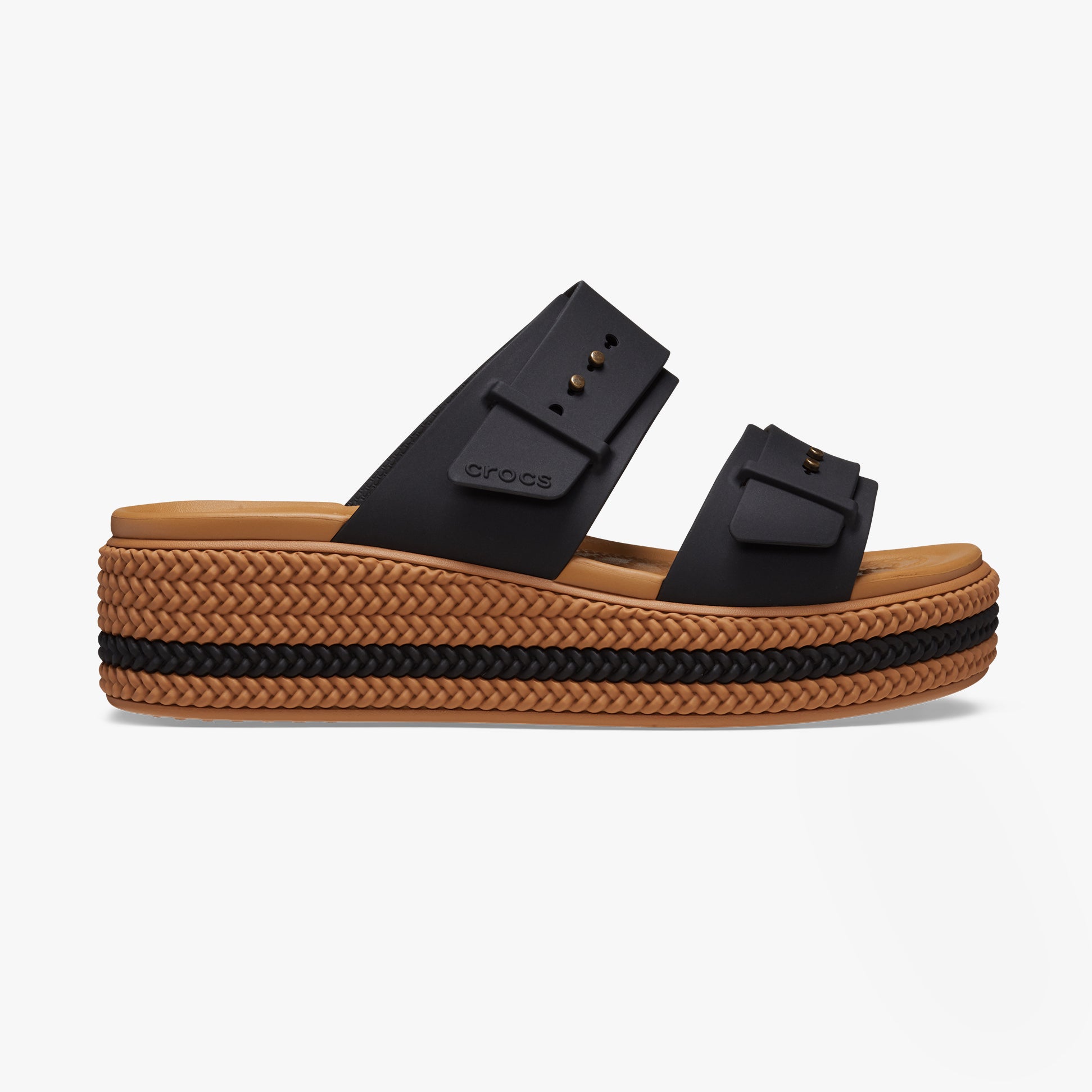 Crocs 209978-001 BROOKLYN WOVEN BUCKLE Womens Sandals Black