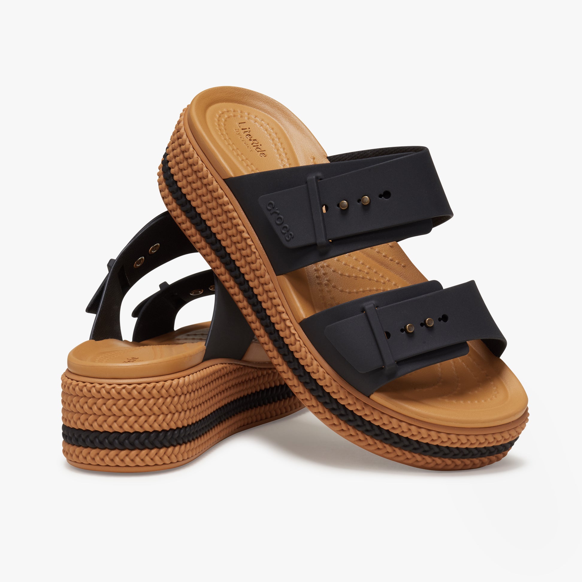 Crocs 209978-001 BROOKLYN WOVEN BUCKLE Womens Sandals Black