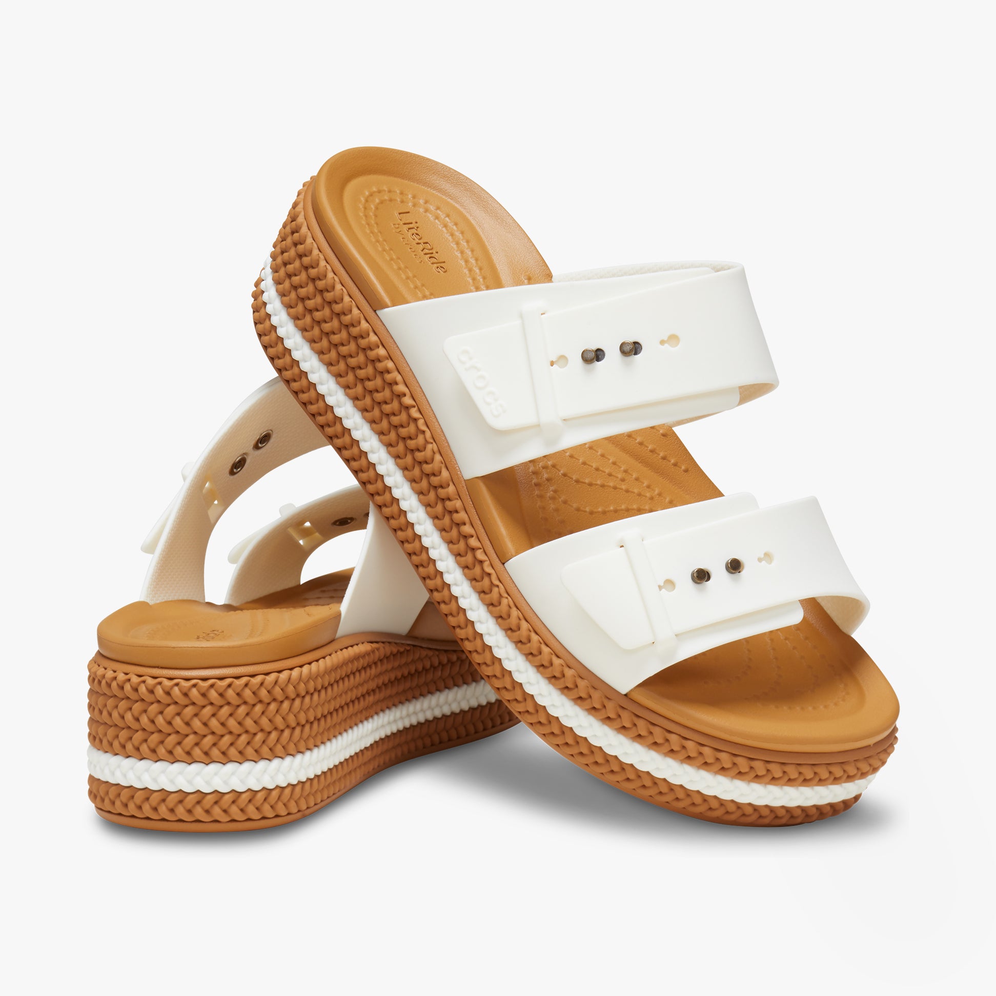 Crocs 209978-0WV BROOKLYN WOVEN BUCKLE Womens Sandals Chalk