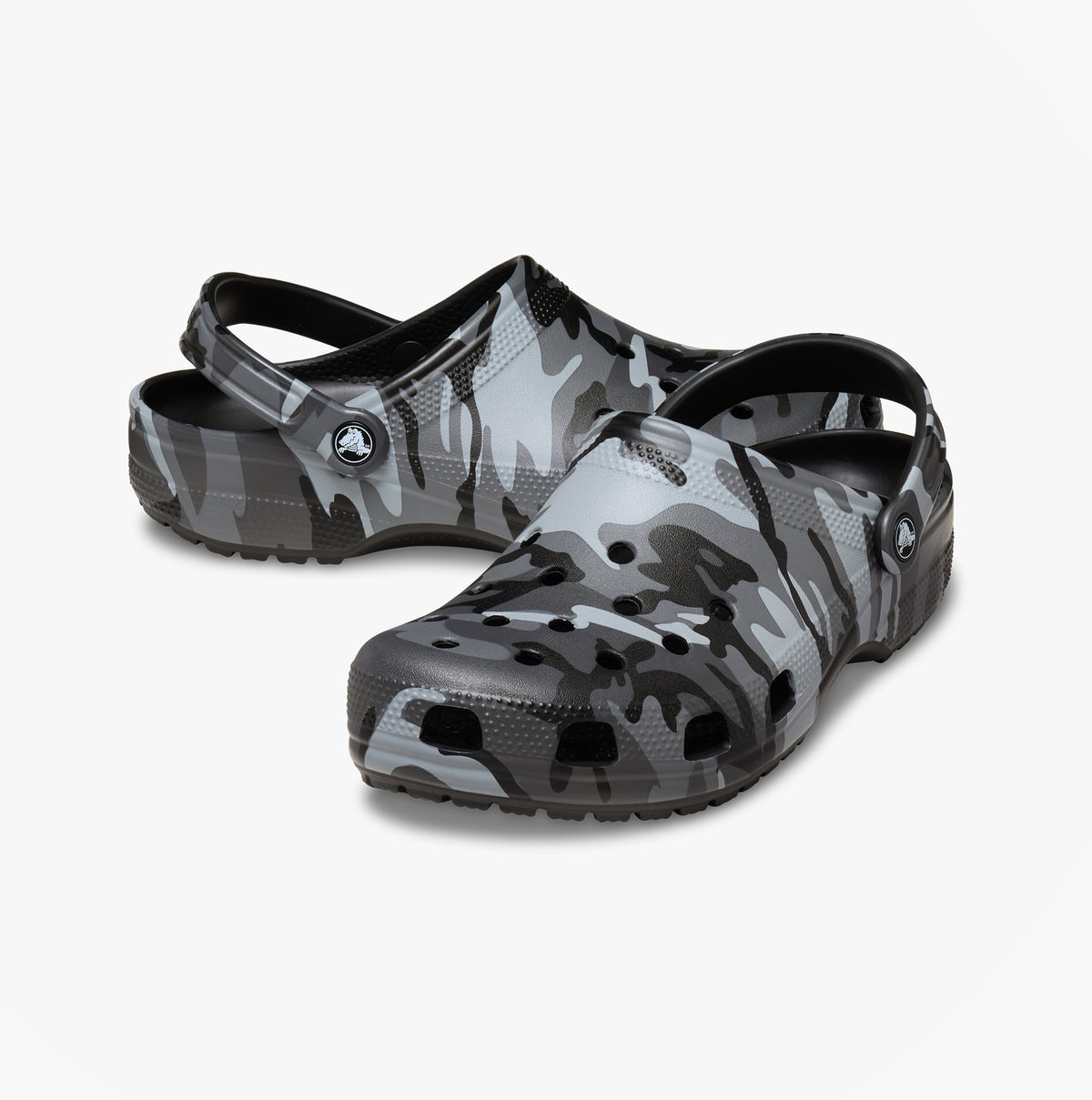 Crocs 211936 CLASSIC CAMOUFLAGE Unisex Adults Clogs Sandals Black/Grey