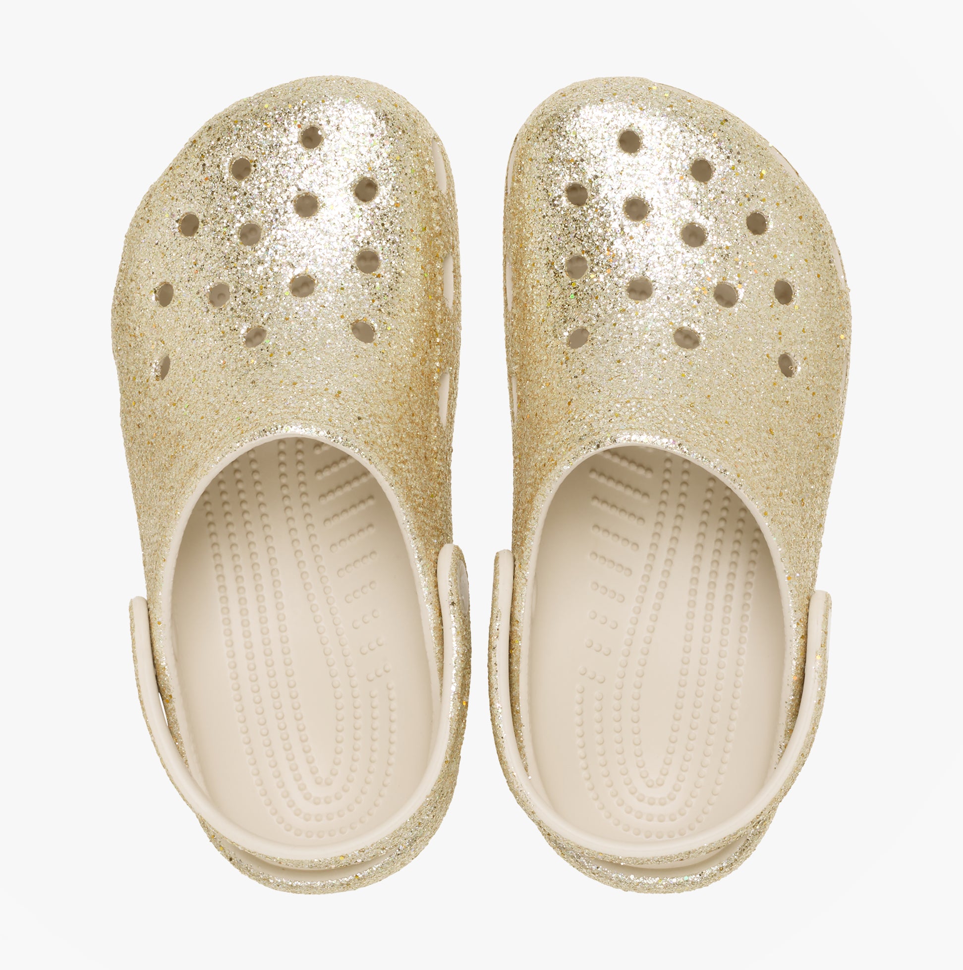 Crocs CLASSIC CHUNKY GLITTER Girls Clogs Sandals Sandstone