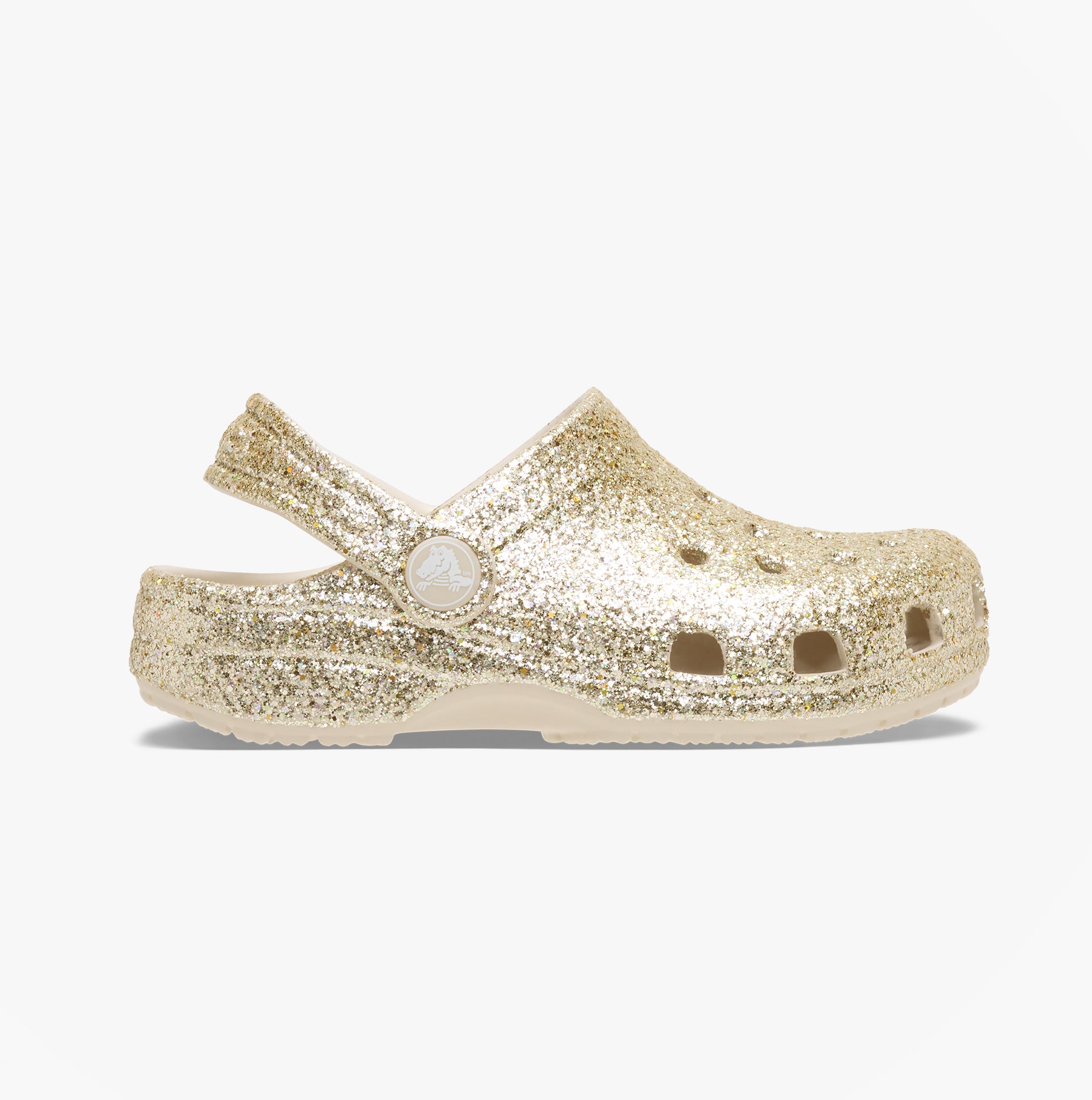 Crocs CLASSIC CHUNKY GLITTER Girls Clogs Sandals Sandstone