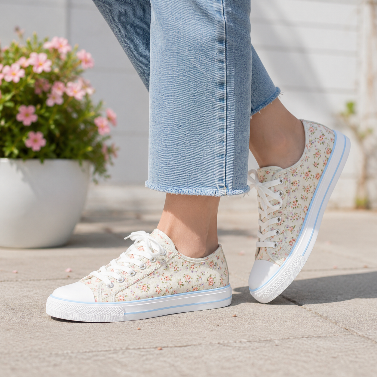 DEK EMILY Womens Casual Shoes Light Grey Floral