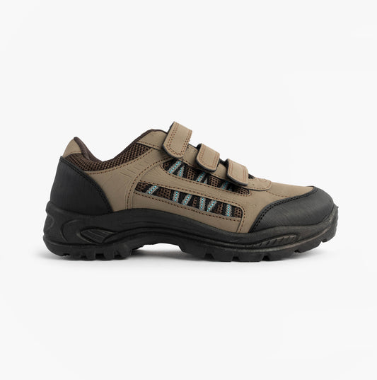 DEK ASCEND Mens Triple Touch Fasten Padded Trail Shoes Khaki/Brown