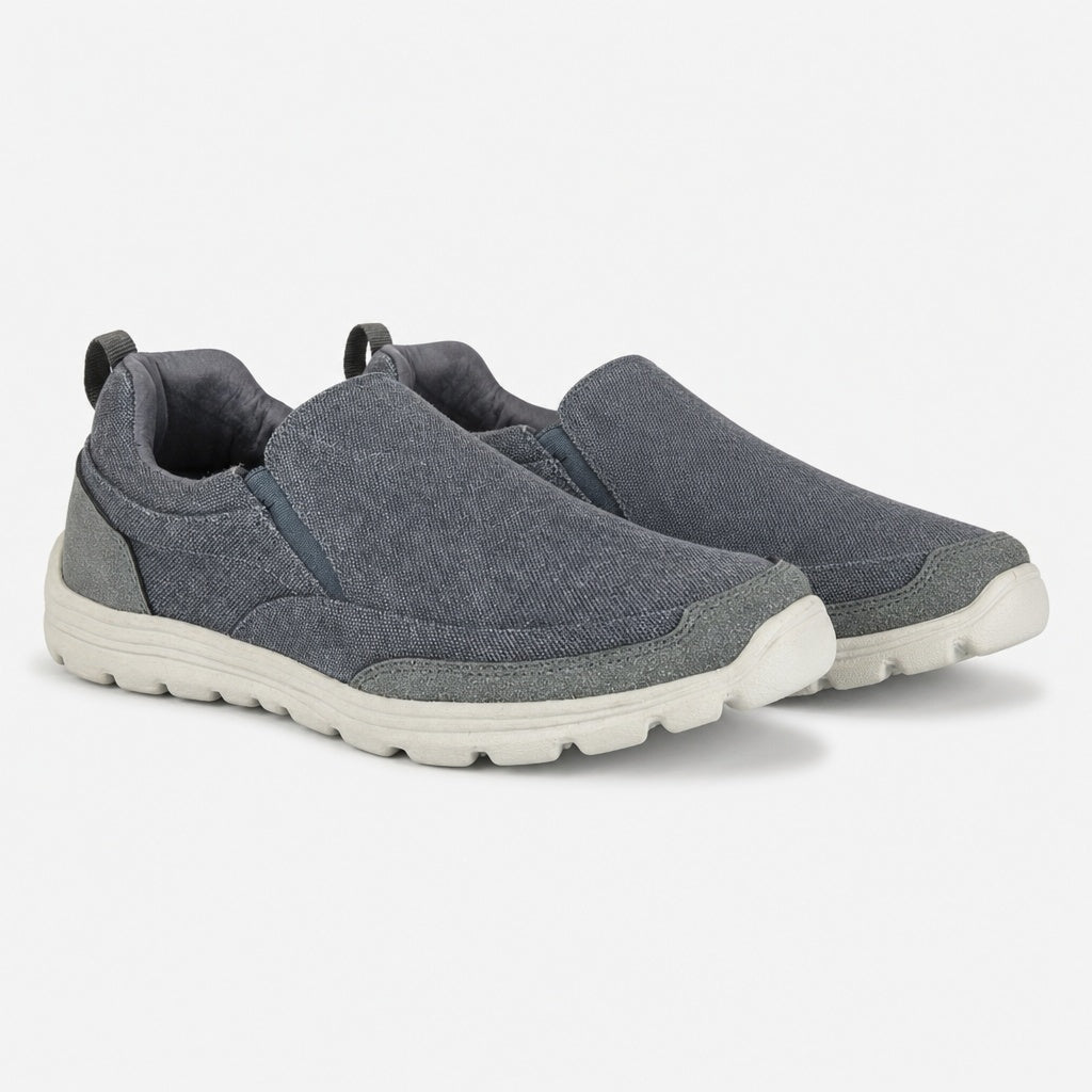 DEK TYNE Mens Denim Canvas Slip On Trainers Navy
