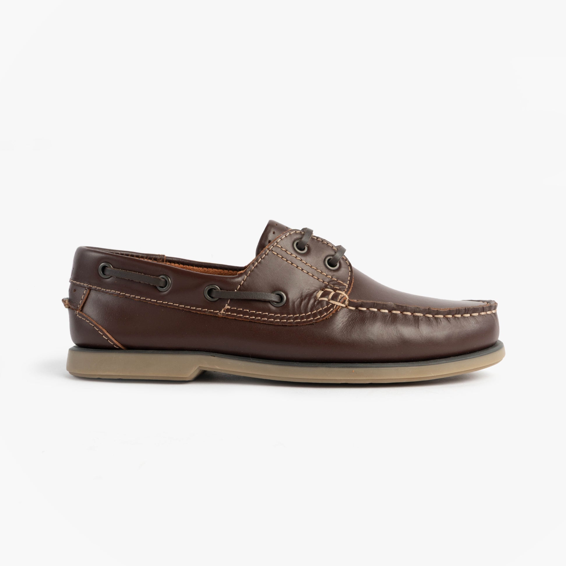 DEK RIVER Mens Leather Moccasin Boat Shoes Brown