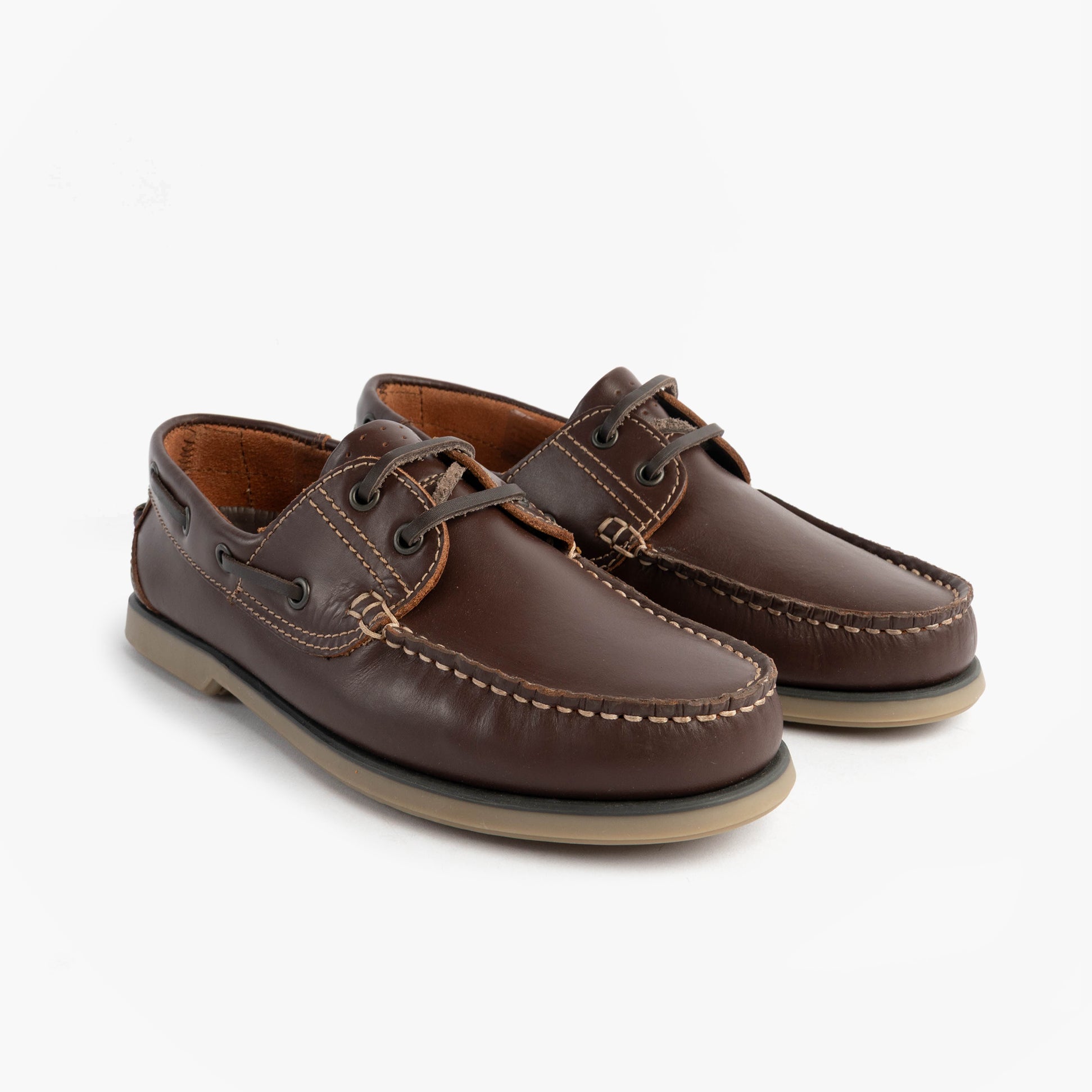 DEK RIVER Mens Leather Moccasin Boat Shoes Brown