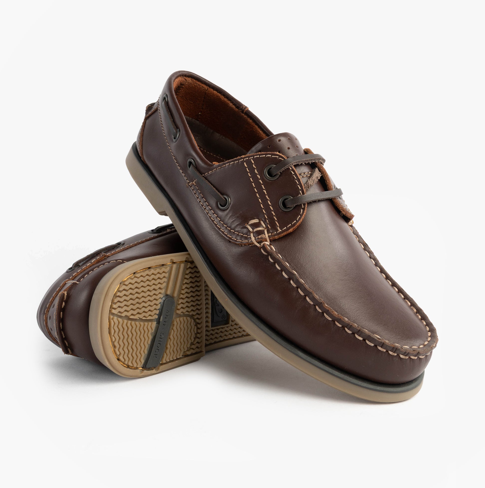 DEK RIVER Mens Leather Moccasin Boat Shoes Brown