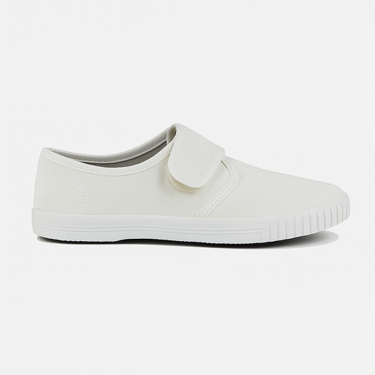DEK White Canvas Junior Touch Fastening Plimsoll