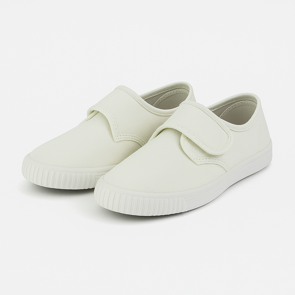 DEK White Canvas Junior Touch Fastening Plimsoll