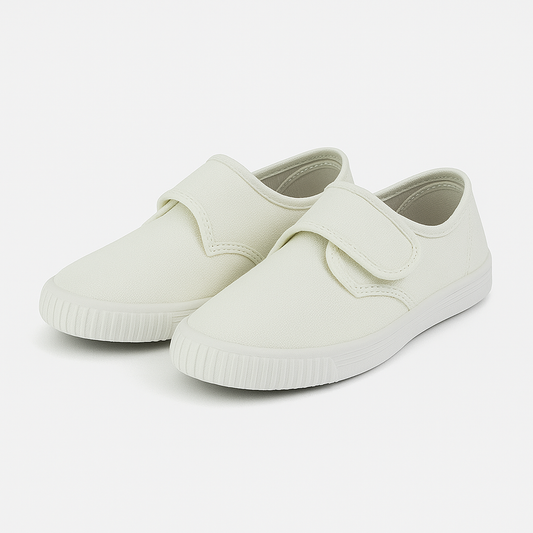 DEK White Canvas Junior Touch Fastening Plimsoll