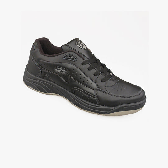 DEK ORLEANS Mens Coated Leather Trainers Faded Black