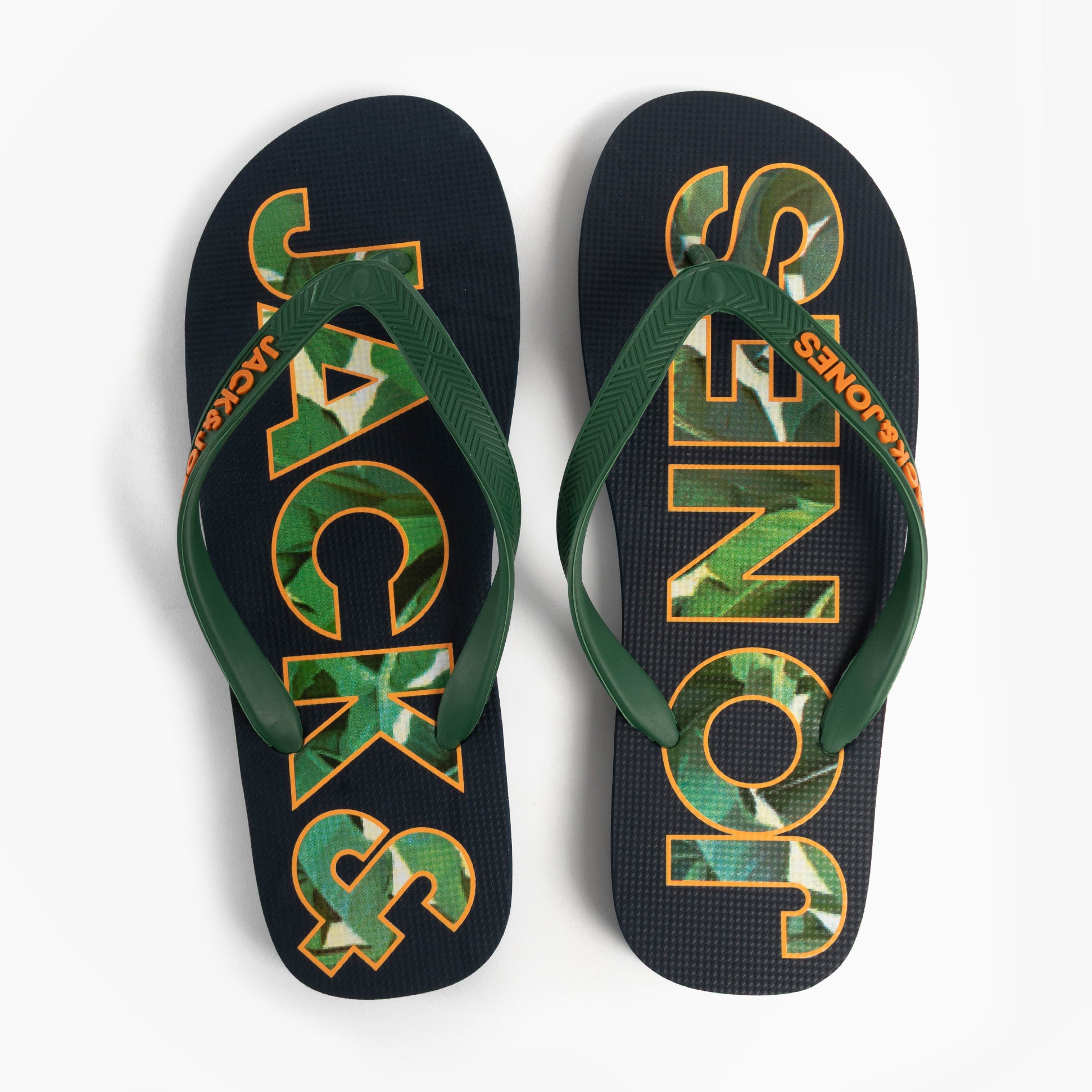 Jack & Jones LOGO PALM PRINT Mens Flip-Flops Navy Blazer