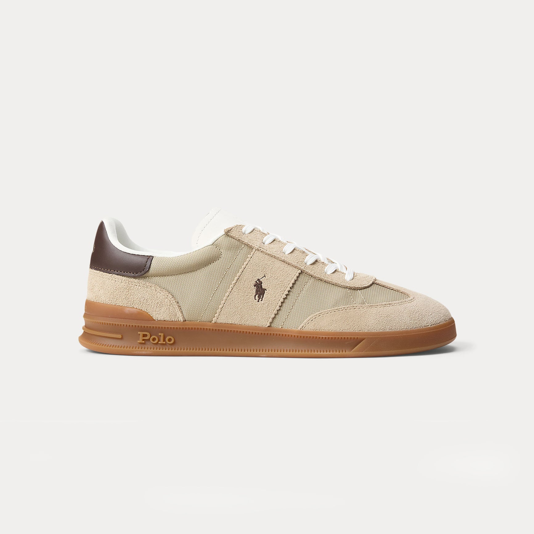 Polo Ralph Lauren HRT AERA PP Mens Court Trainers Milkshake/Dark Brown