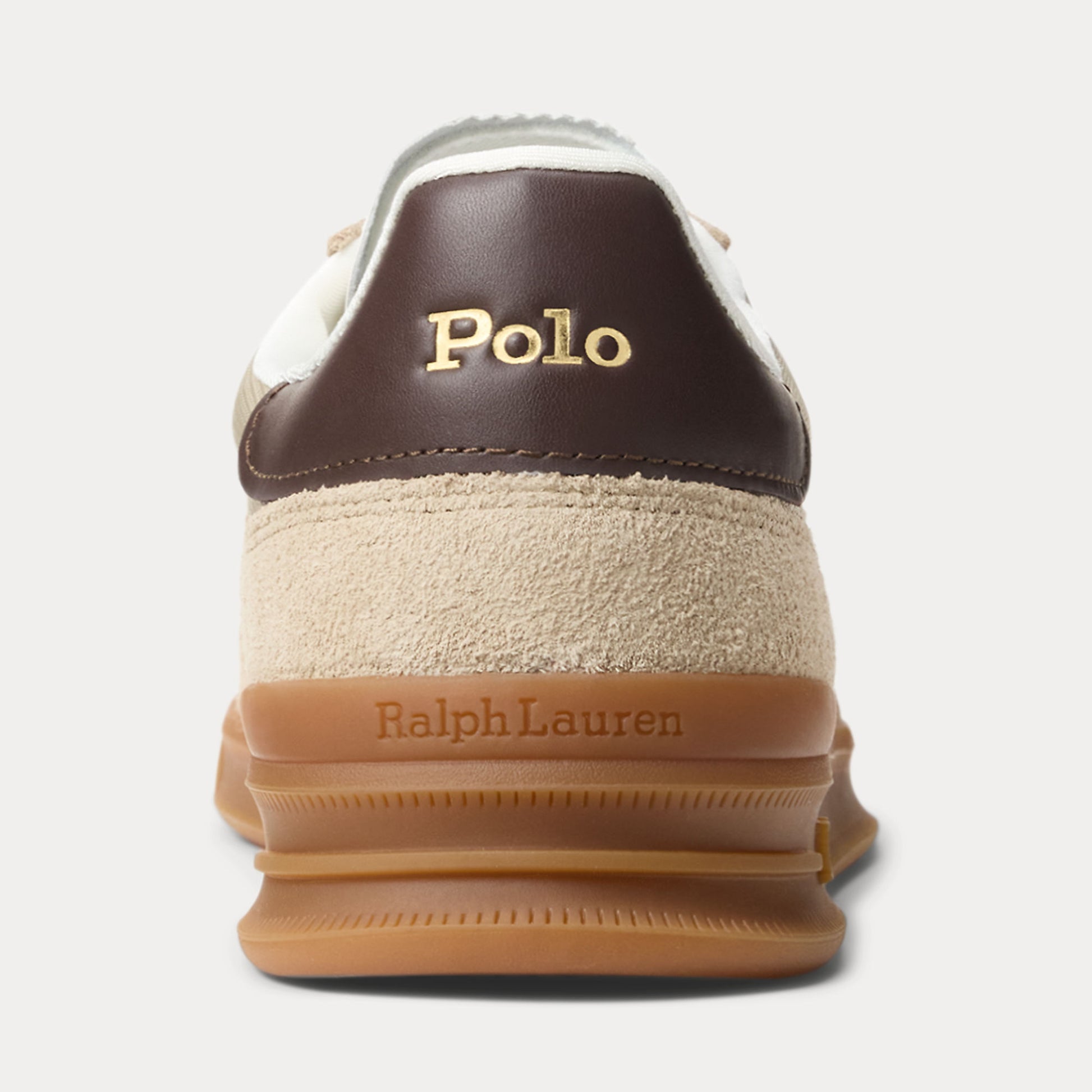 Polo Ralph Lauren HRT AERA PP Mens Court Trainers Milkshake/Dark Brown