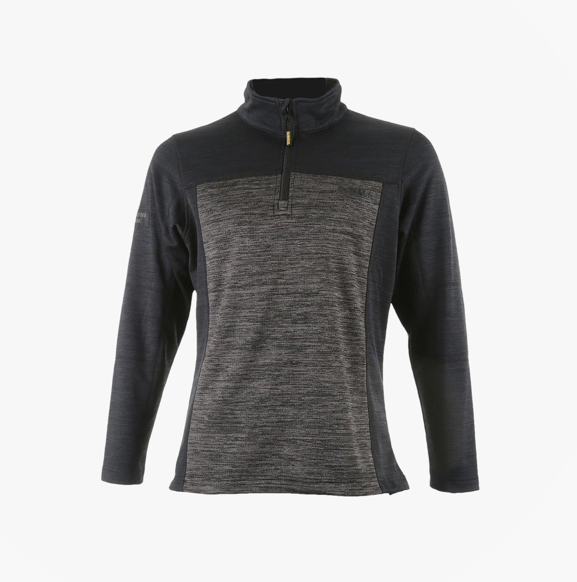 Dewalt CHARLOTTE Womens Sweatshirt Grey Black front view featuring zip closure and funnel neck collar.