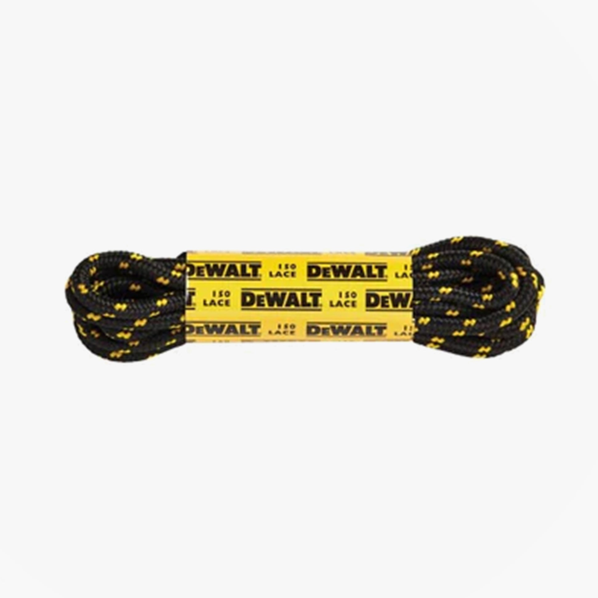 Dewalt Mens Laces Black/Yellow flat lay view showcasing durable polyester and cotton blend.