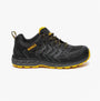 Dewalt FARGO Mens Trainers Black side view featuring black synthetic upper, lace-up closure, and yellow detailing.