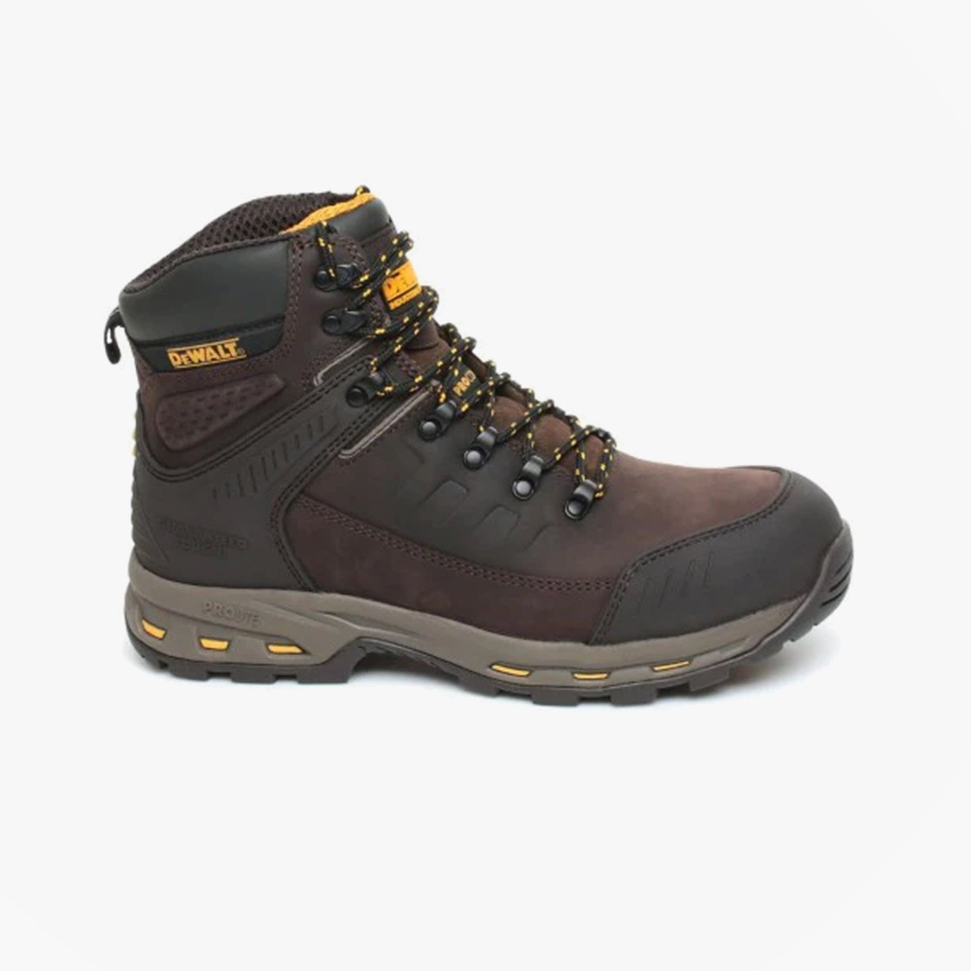 Dewalt KIRKSVILLE Mens Boots Brown side view displaying leather upper, lace-up closure, and rubber sole.