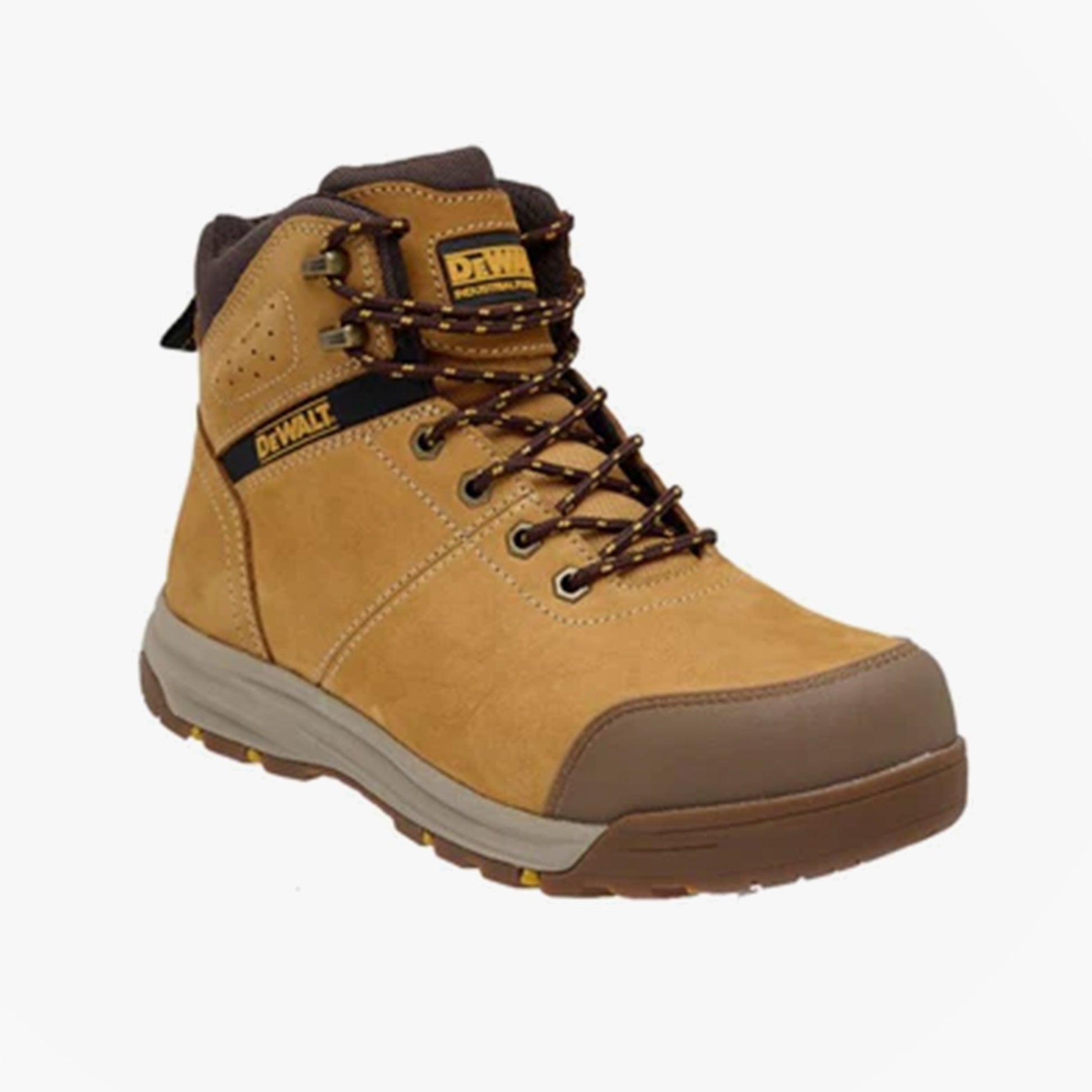 Dewalt SUMMIT Mens Boots Wheat side view showing safety features, lace-up design, and comfortable nubuck upper.