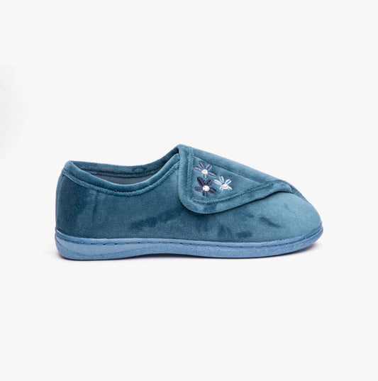 Dr Keller ALOHA Womens Wide Fit Full Slippers Blue
