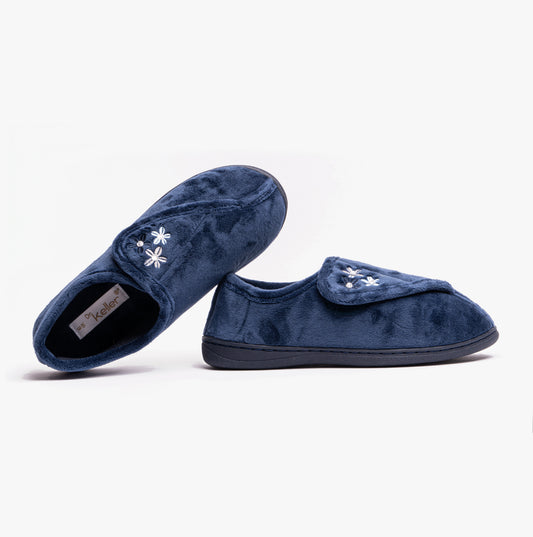 Dr Keller ALOHA Womens Wide Fit Full Slippers Navy