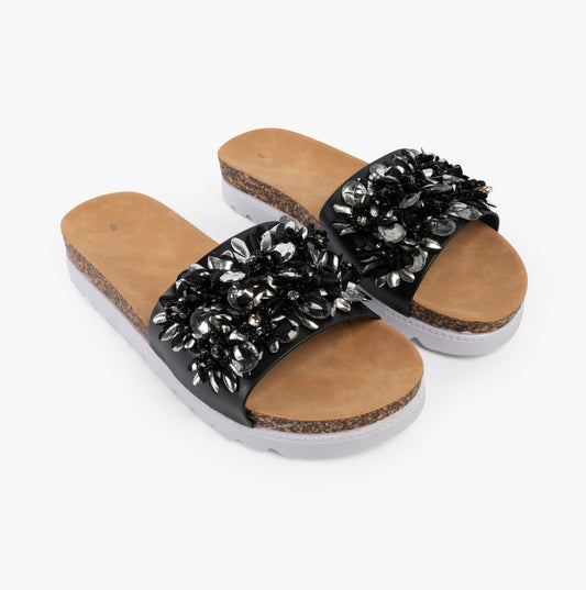 Dr Keller GLITZY Womens Slides Black
