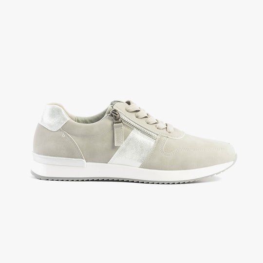 Dr Keller MARTINA Womens Trainers Grey side view showing lace-up closure and lightweight design.