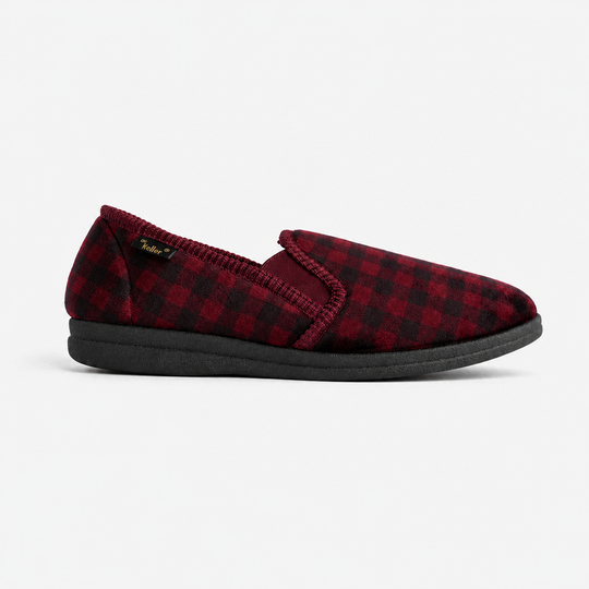 Dr Keller DARREN GUSSET Mens Full Slippers Burgundy