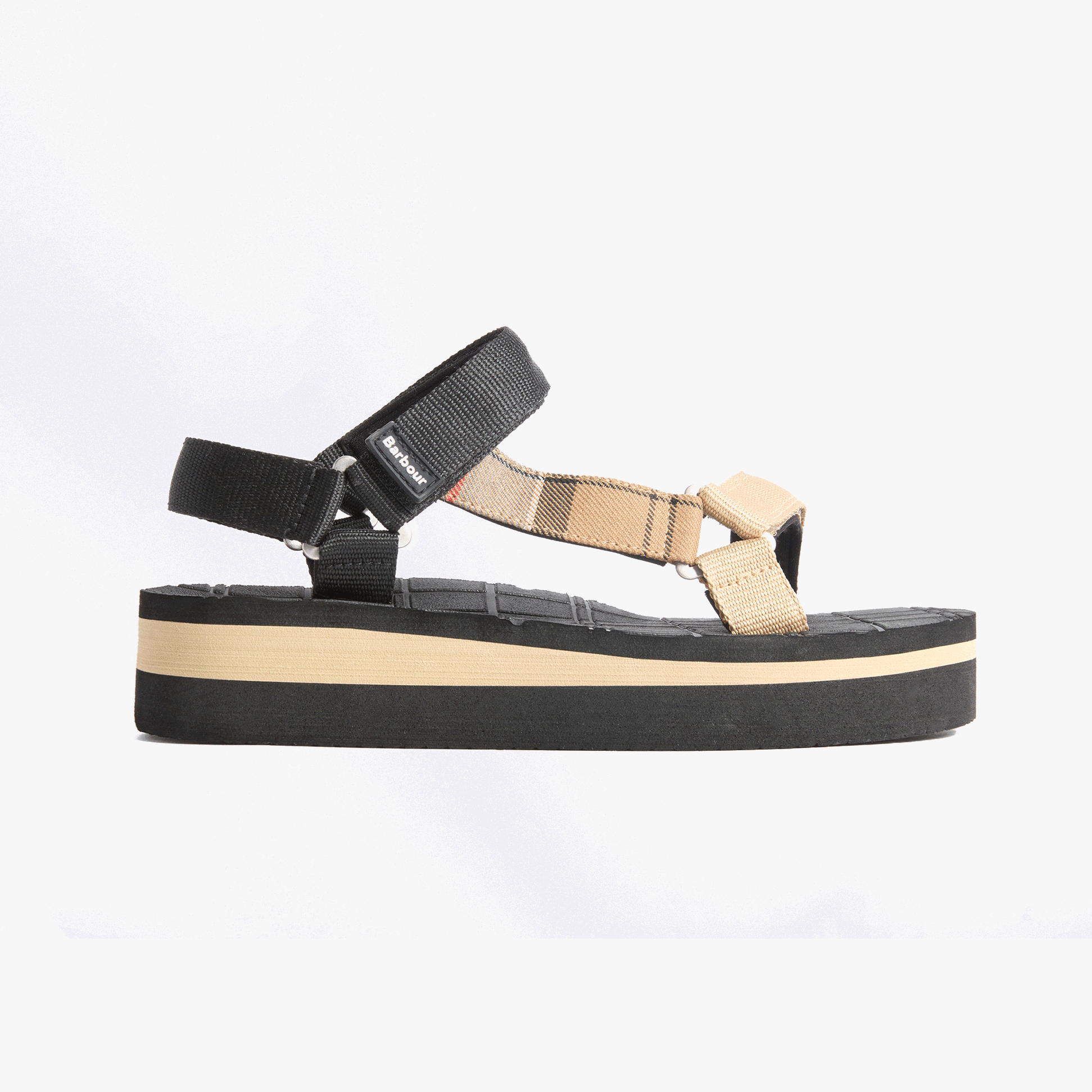 Barbour MILA Womens Ankle Strap Sandals Black/Dress Tartan