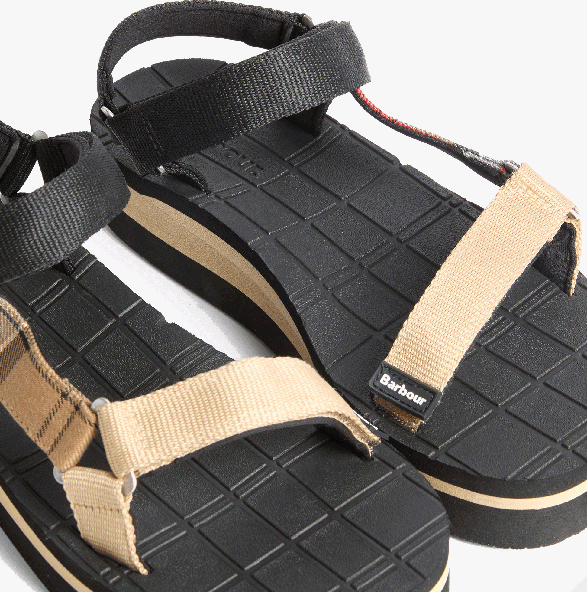 Barbour MILA Womens Ankle Strap Sandals Black/Dress Tartan