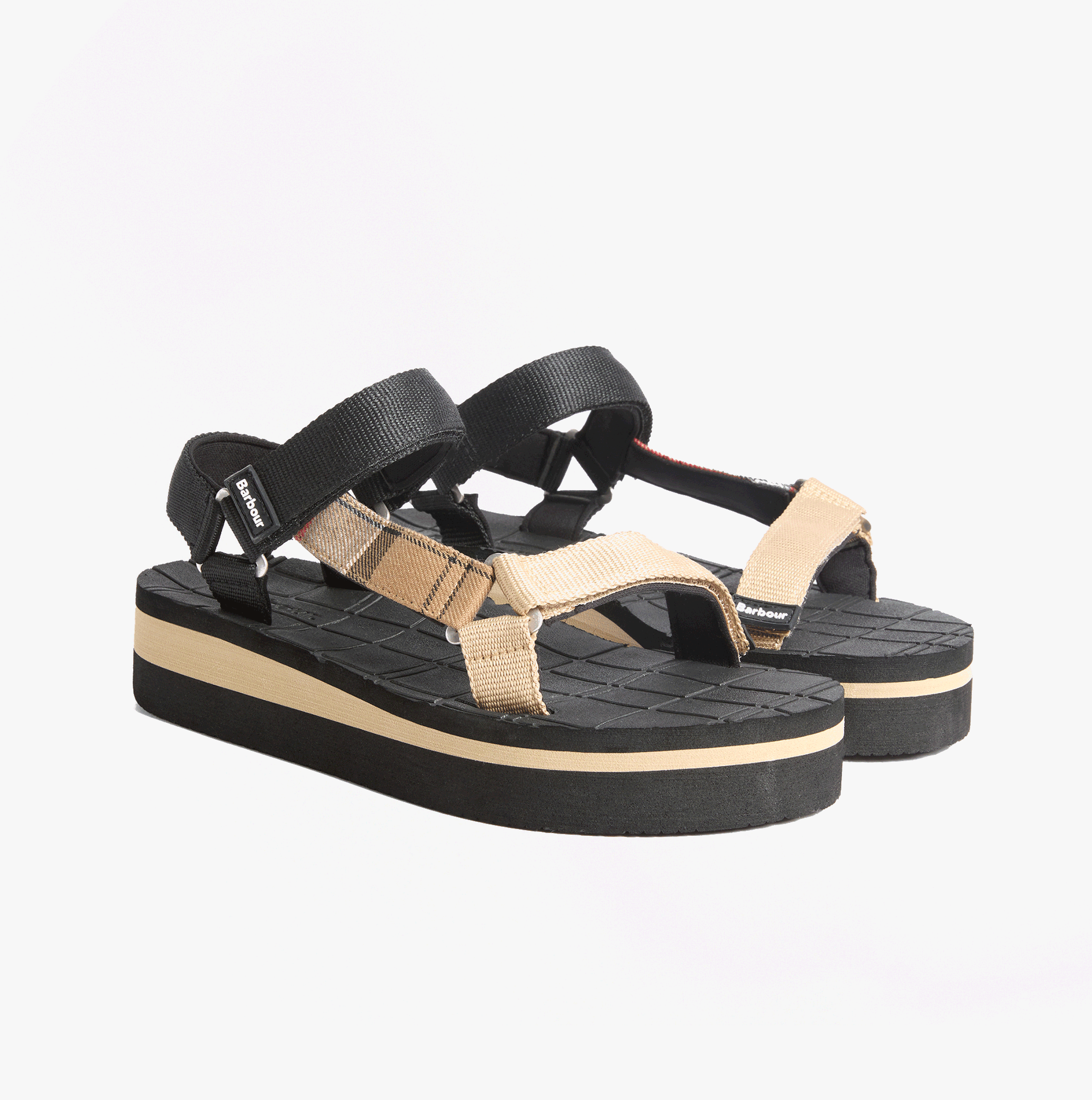 Barbour MILA Womens Ankle Strap Sandals Black/Dress Tartan