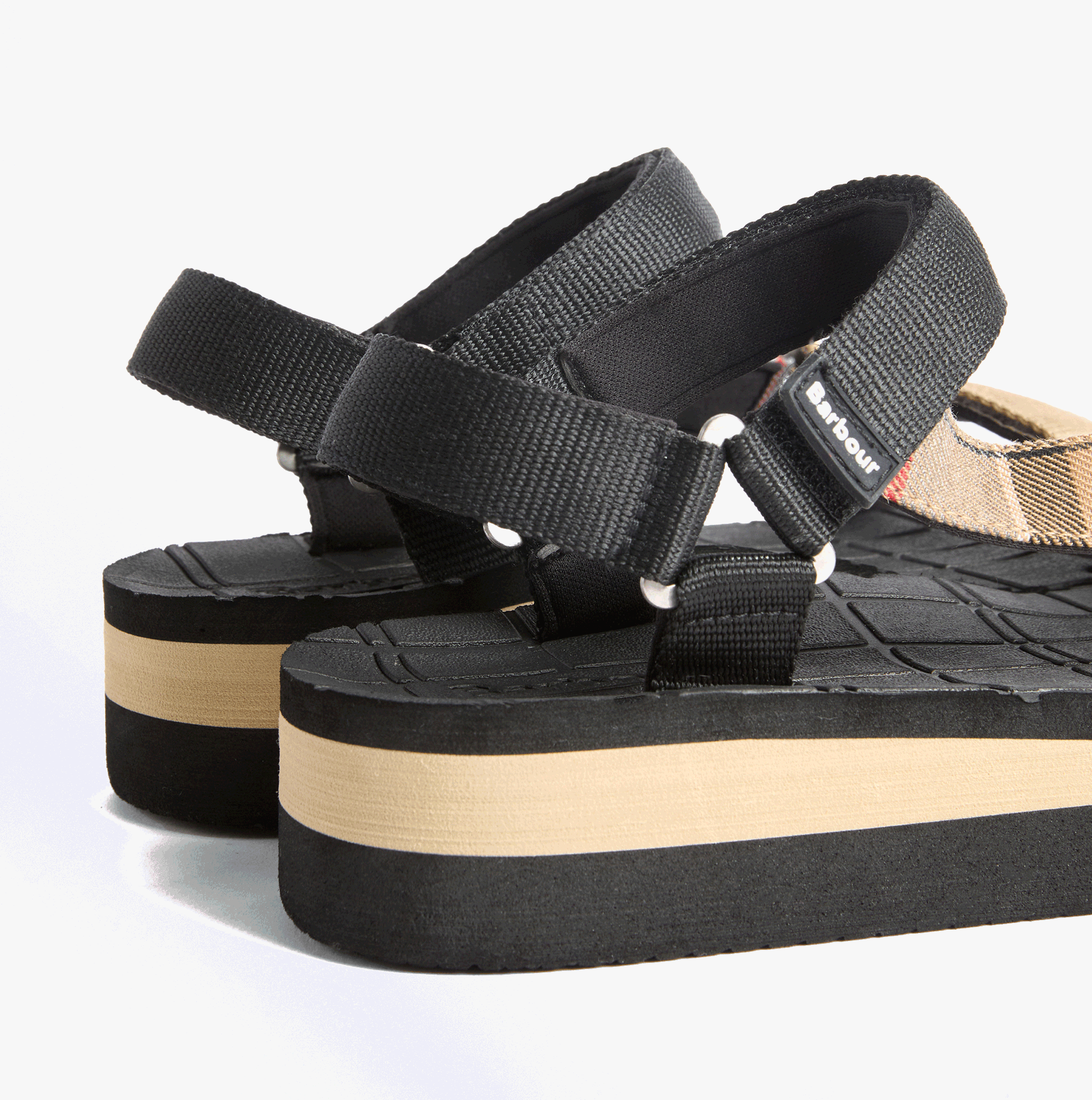 Barbour MILA Womens Ankle Strap Sandals Black/Dress Tartan