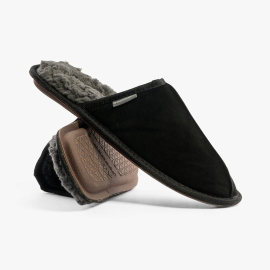 Dunlop TAYLOR Mens Suede Mule Slippers Black