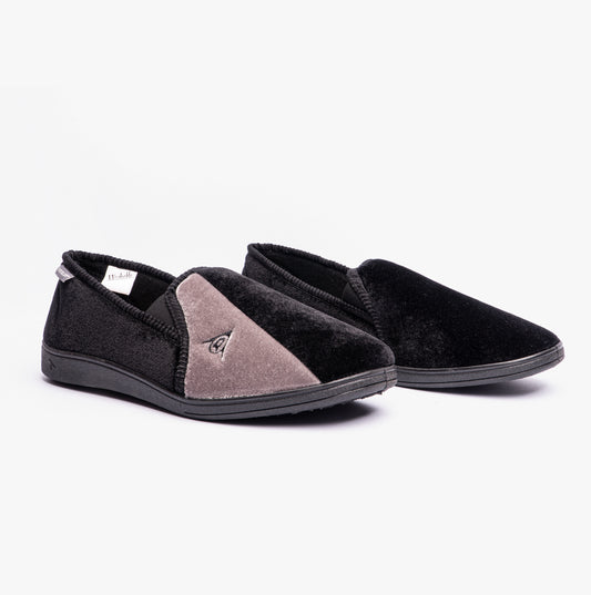 Dunlop WINSTON Mens Full Slippers Black/Grey