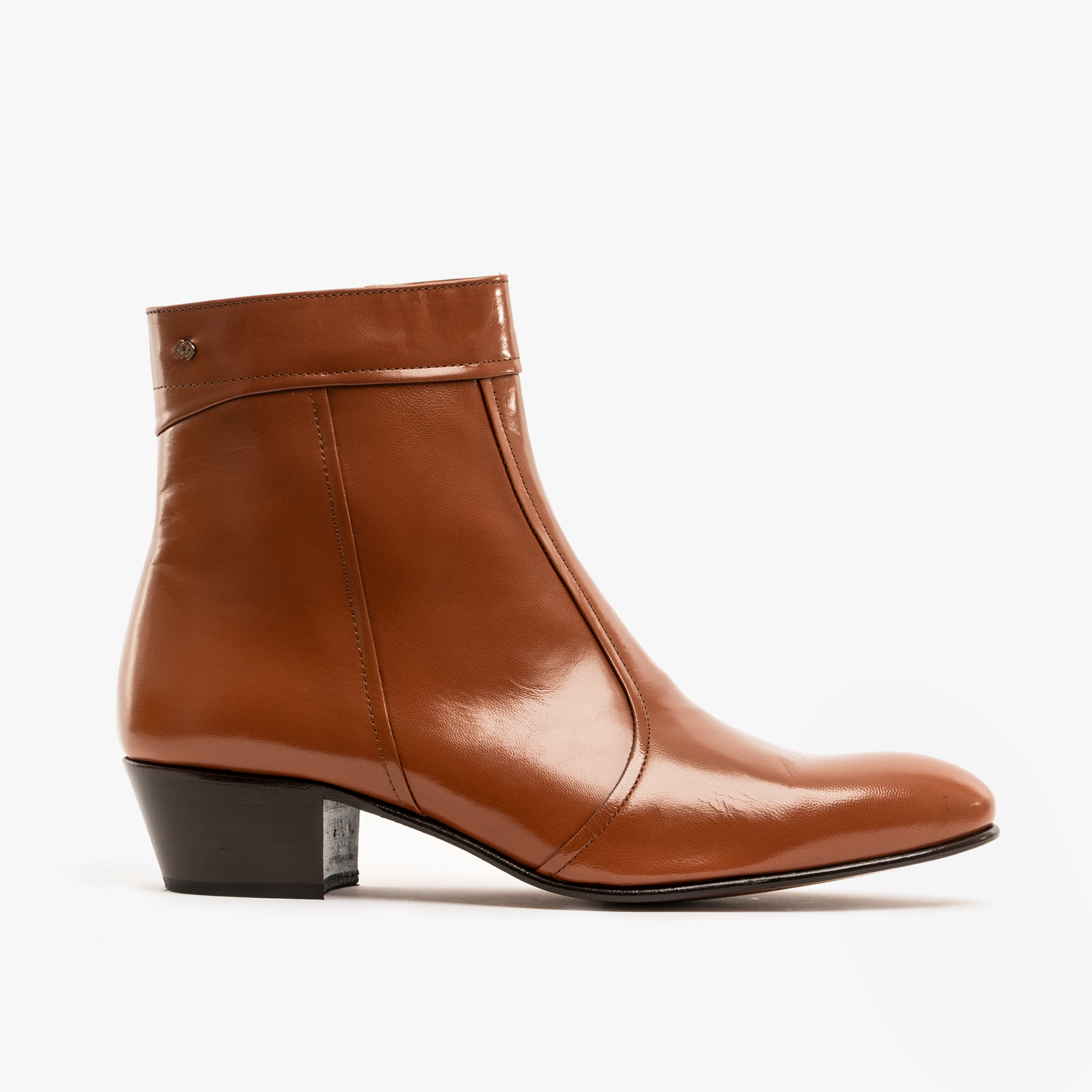 Club Cubano EMMANUEL Mens Smooth Leather Cuban Heel Boots Cognac